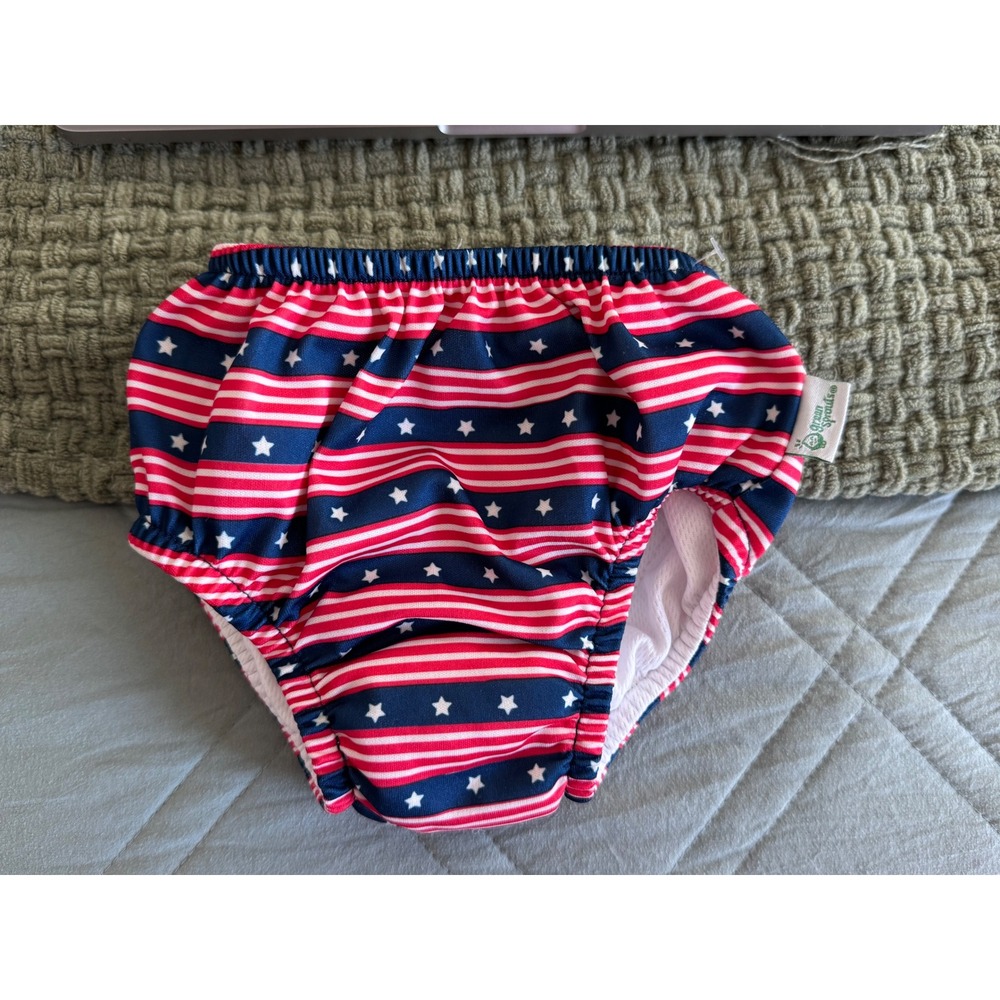 Green Sprouts Reusable Swim Diaper 18 Months Stars Stripes Patriotic Red Blue